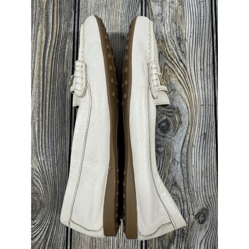 COACH Driving Loafers Fredrica Pebbled Leather Ivory Flats Slip On Womens 8B - Picture 4 of 12